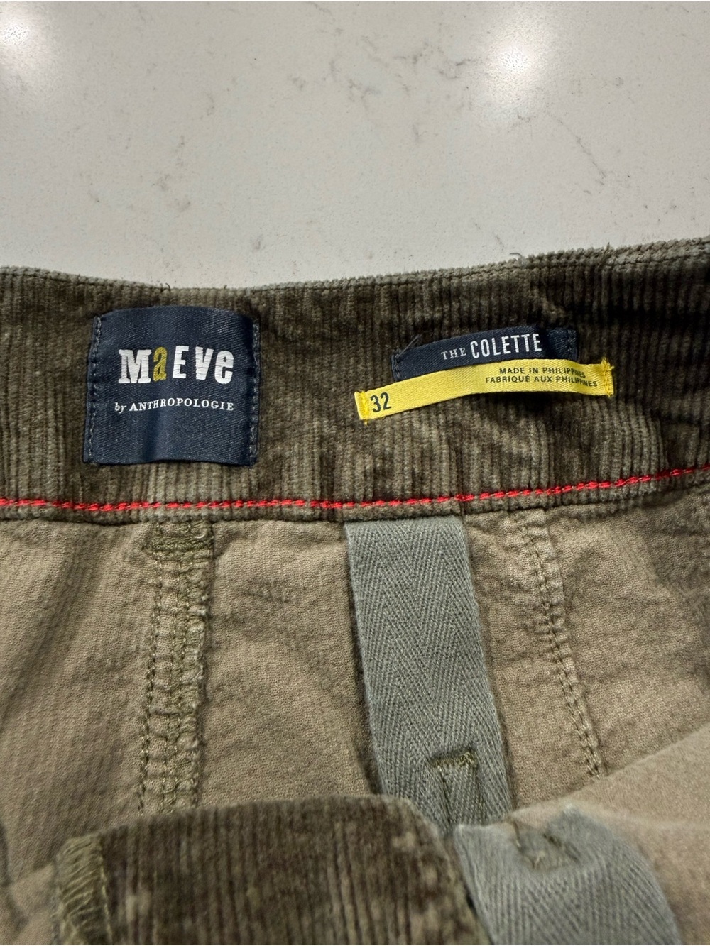 Maeve x Anthropologie Wide Leg Corduroy Pants in Olive Green. Size 32 - Picture 10 of 13